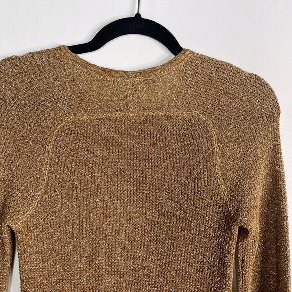 Marc by Marc Jacobs Womens Medium M Metallic Tarnished Brass Knit Sweater Crew - Picture 6 of 10